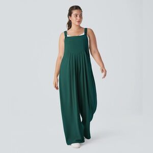 HALARA Forest Green Waffle Knit Overall Jumper Wide Leg Jumpsuit Women’s 1X 3X